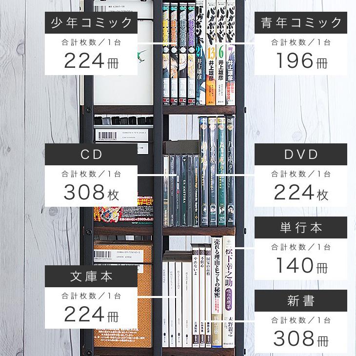 本棚 回転 7段 本収納 回転式 オープンタイプ コミックラック シェルフ