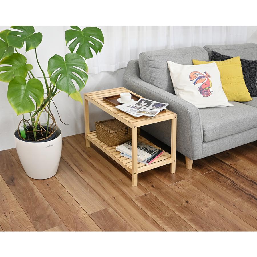 シェルフ 2段 ロータイプ 幅60 天然木 ウッドラック オープン