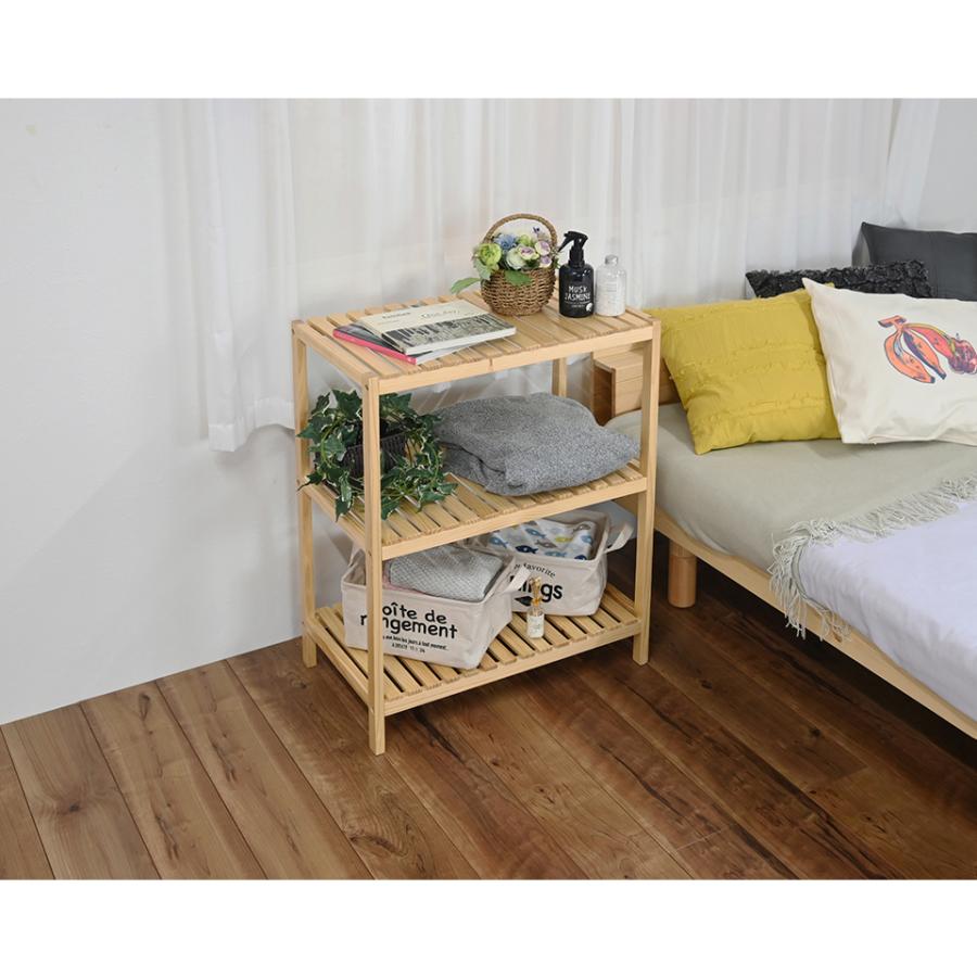 シェルフ 3段 幅60 天然木 ウッドラック オープンラック 棚 ナチュラル