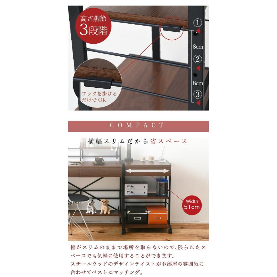 サイドラック サイドチェスト 2WAY パソコンデスク 複合機ラック