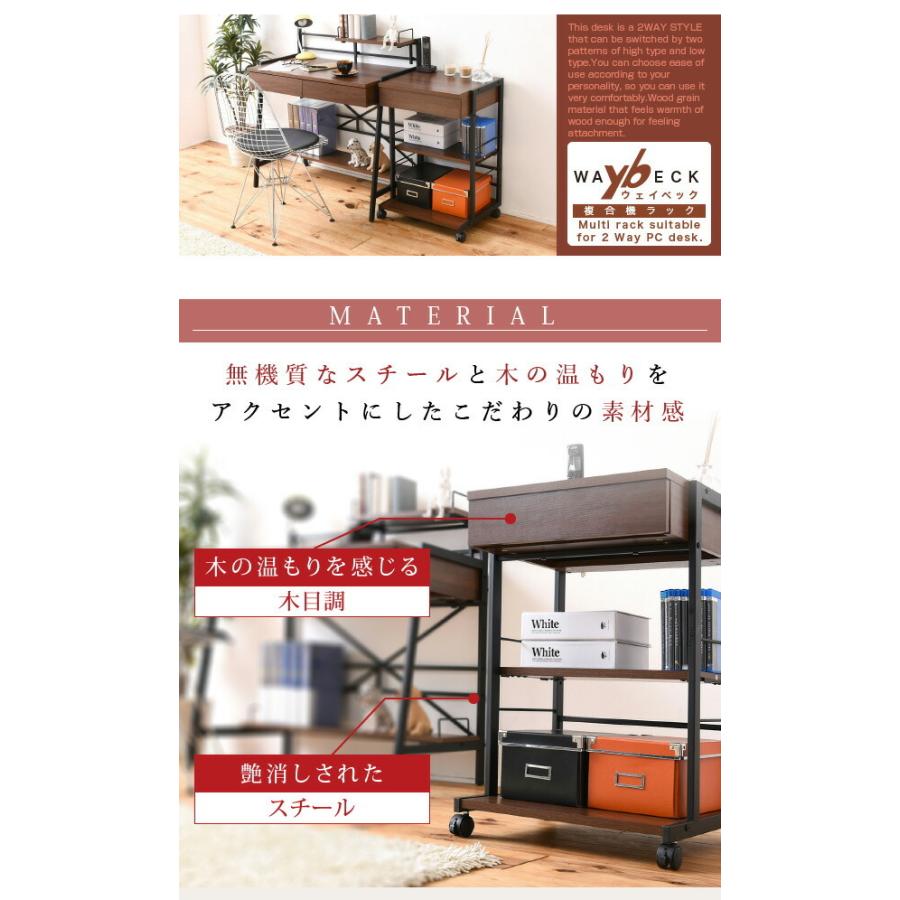 サイドラック サイドチェスト 2WAY パソコンデスク 複合機ラック