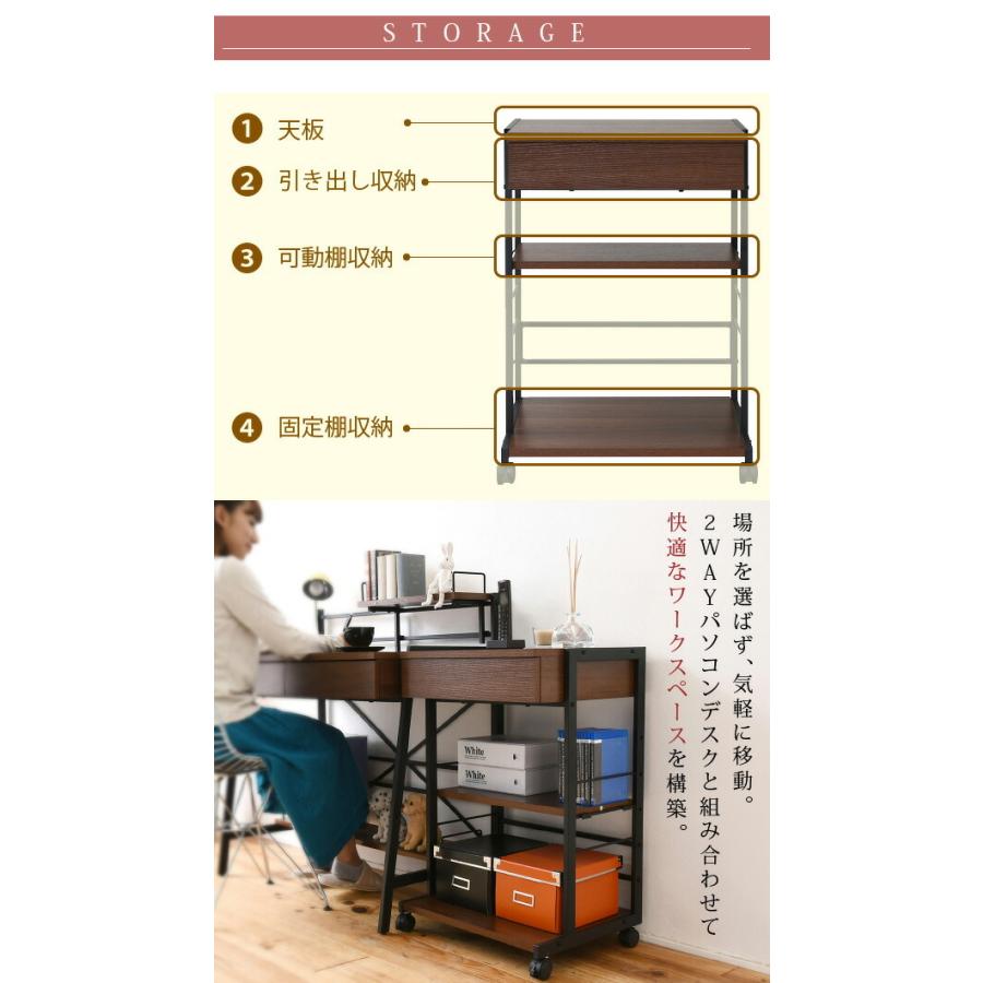 サイドラック サイドチェスト 2WAY パソコンデスク 複合機ラック