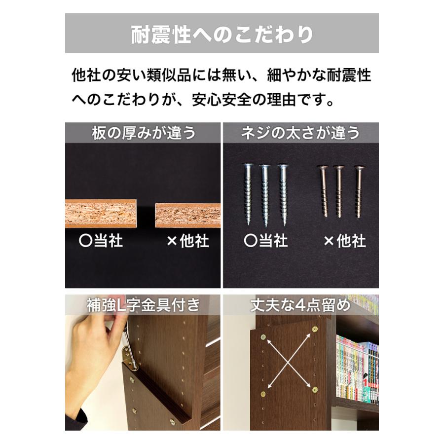 本棚 扉付き 大容量 おしゃれ 突っ張り 耐震 転倒防止 壁面収納 幅45 奥行26 突っ張り耐震本棚 サンゴ 床頭台｜kagudoki｜14