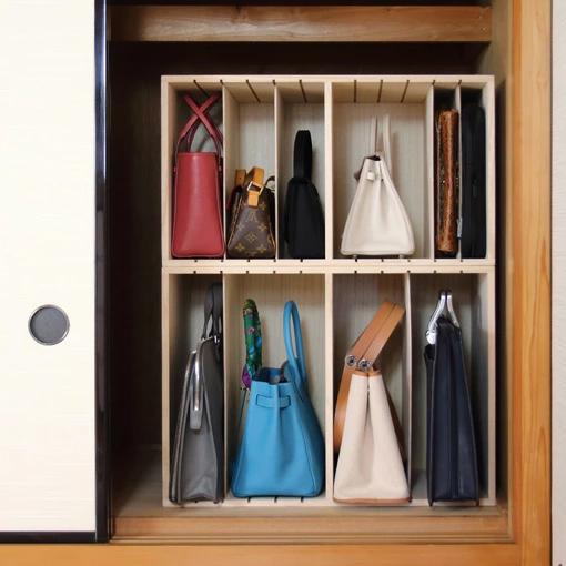 桐　バック収納棚 カバン収納 桐製 かばん 収納ラック 幅60 ハイタイプ 桐箱 大切な