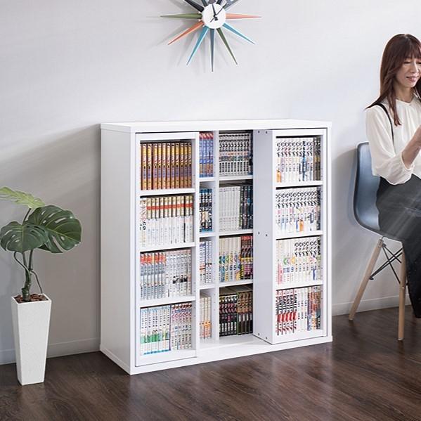 本棚 スライド本棚 全段B6 幅90 ダブルスライド 2台セット CDラック