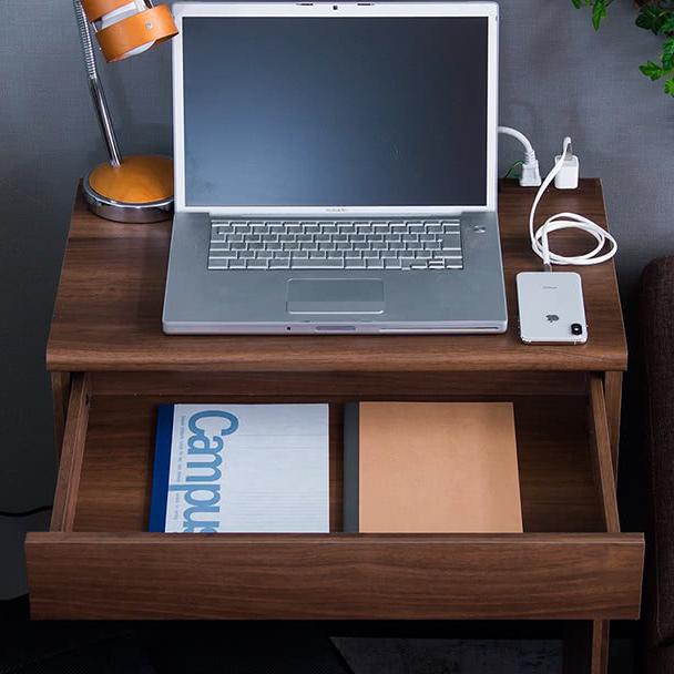 パソコンラック 幅60cm 薄型 コンパクト ミニ 白 デスク 引き出し付