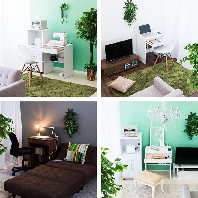 デスク 幅60cm 薄型 コンパクト 白 茶 ミニデスク 引出し付き