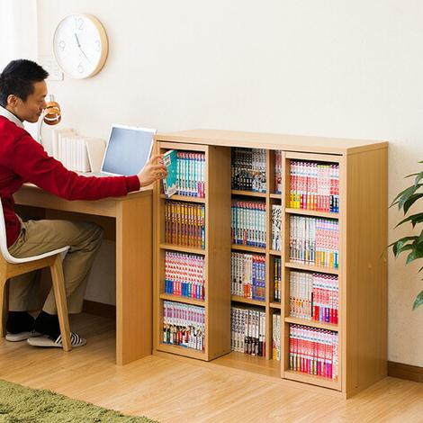 本棚 スライド書棚 全段B6 幅90 奥深 ダブルスライド 完成品 CD 本棚 スライド書棚 全段B6 幅90 奥深 ダブルスライド 完成品 CD