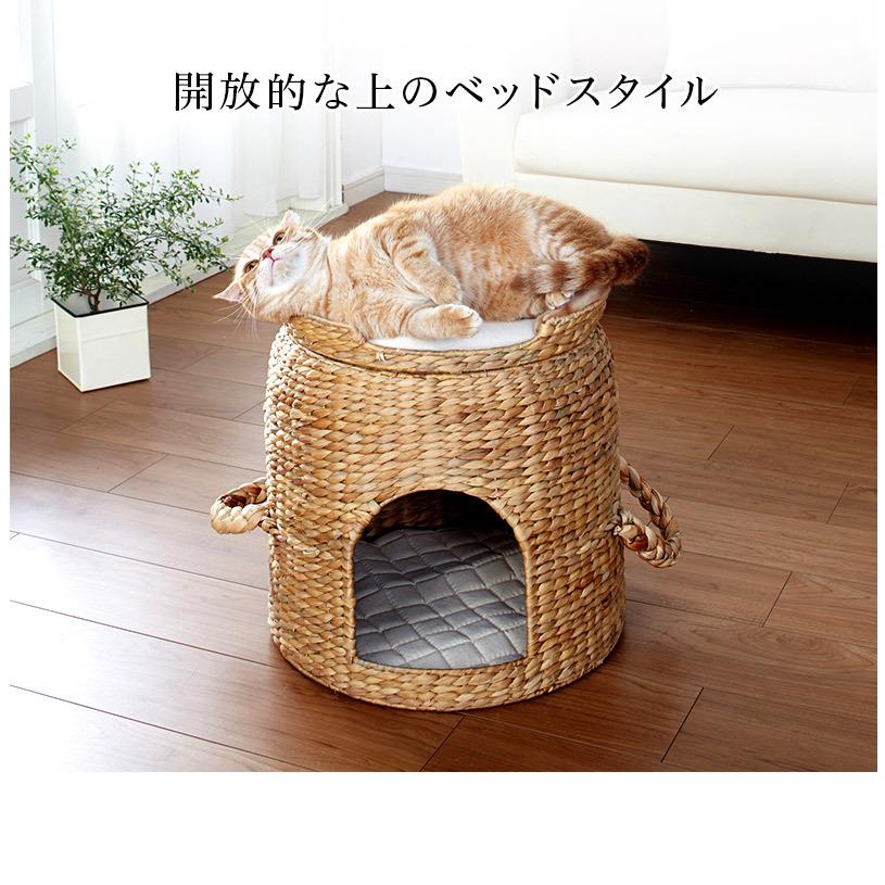 猫ちぐら ベッド付き猫ちぐら 天然素材 猫ベッド 2段ベッド 猫用つぐら