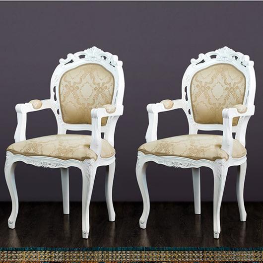 チェアー 2脚セット 椅子 アンティーク 肘付き 白 ホワイト 猫脚 姫