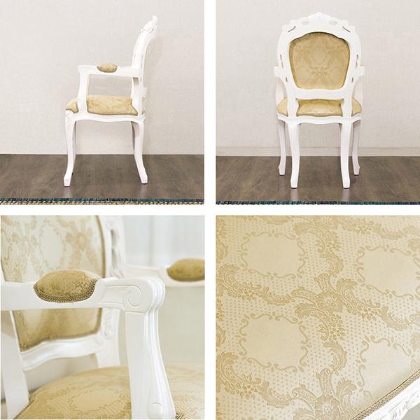 チェアー 2脚セット 椅子 アンティーク 肘付き 白 ホワイト 猫脚 姫