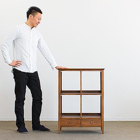 本棚 スマホ充電台 黄金比 天然木 完成品 無垢材 北欧 アンティーク