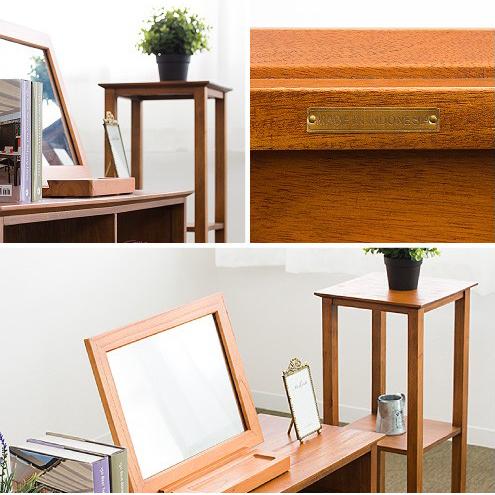 花台 スマホ充電台 天然木 マホガニー 無垢材 フラワースタンド 完成品