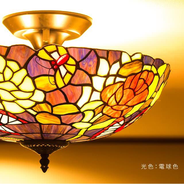 シーリングライト ステンドグラス パピヨンブルー LED電球付き 花 かわいい｜kagudoki｜17