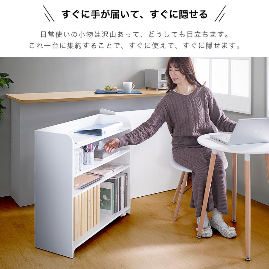 カウンター下収納ワゴン 扉タイプ ホワイト キャスター付き