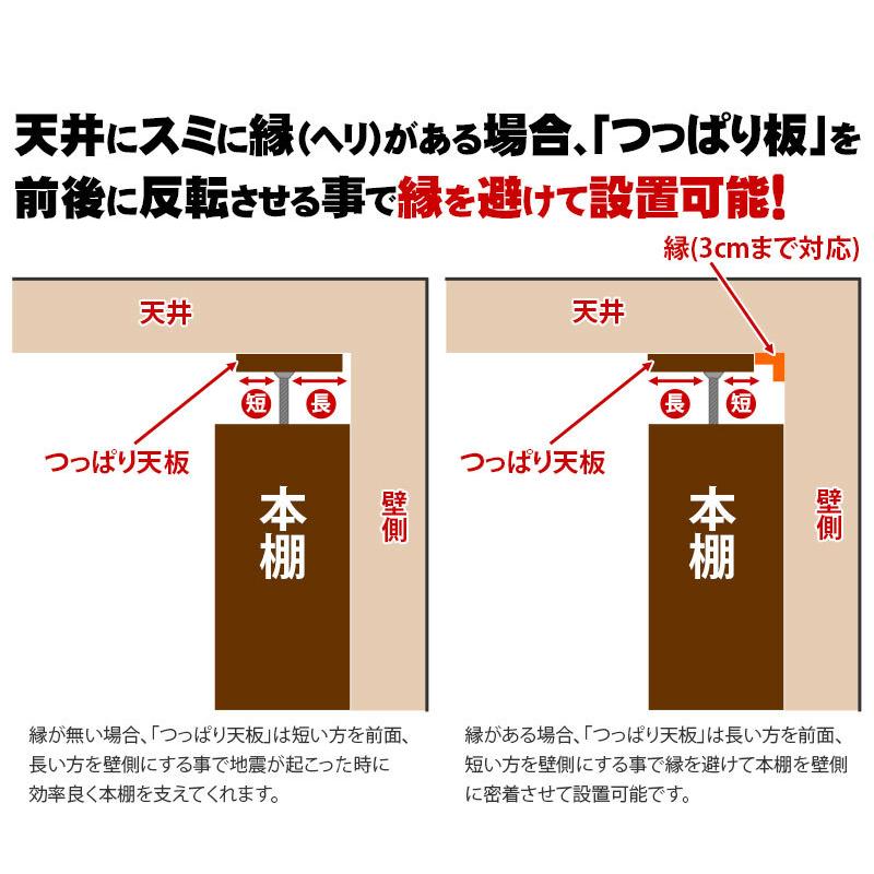 本棚 天井突っ張り 扉付き 開梱設置 完成品 ラック シェルフ 書棚 壁面収納 7518 幅75cm 上置き 4ドアセット 大容量 送料無料 開梱設置 完成品 bakugai202602の画像