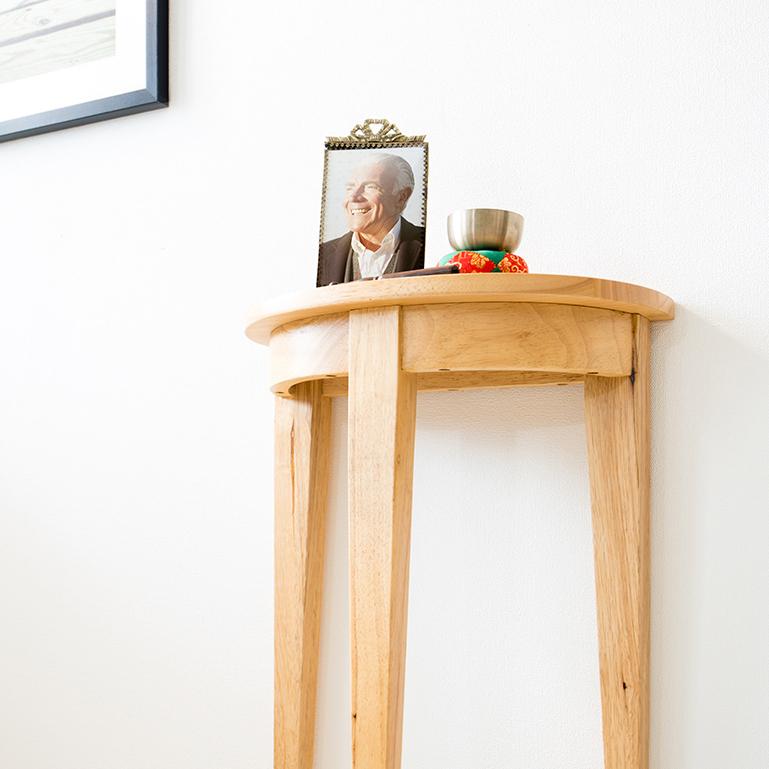 ゴールデン 半円コンソール 鍵置き 玄関 黄金比 天然木 幅43