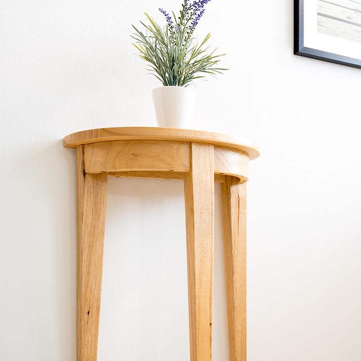 ゴールデン 半円コンソール 鍵置き 玄関 黄金比 天然木 幅43 花台 完成