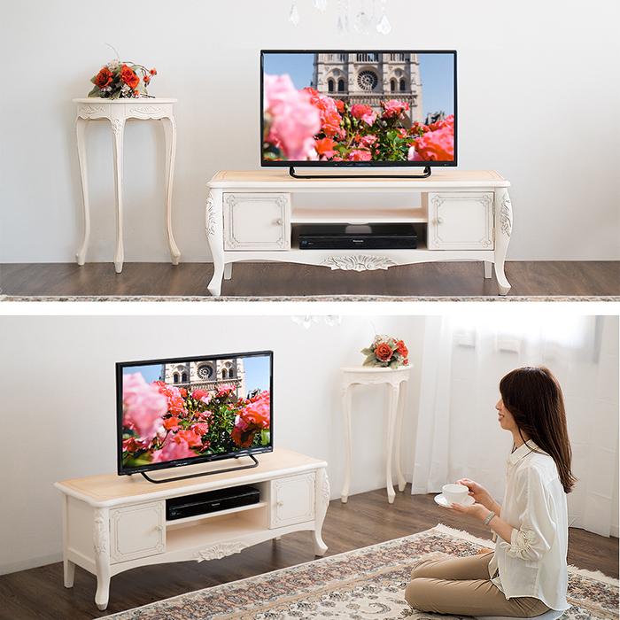 テレビ台 幅110cm ホワイト 白 クラシック 猫脚 アンティーク テレビ台 幅110cm ホワイト 白 クラシック 猫脚 アンティーク