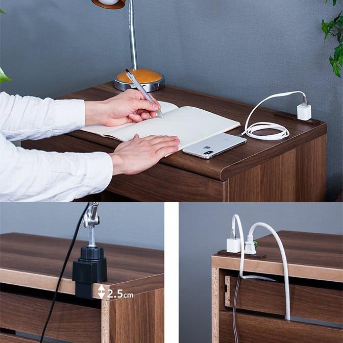 開梱組立設置 デスク 幅60cm 完成品 コンパクト 白 ブラウン 引出し