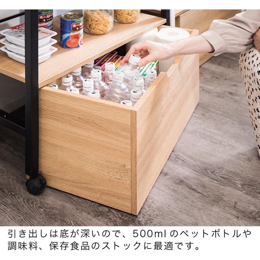カウンター下収納 薄型 幅70 スチールラック 3段 大容量 引き出し キャスター付き ラック 収納家具 キッチンワゴン キッチンラック レンジ台 キッチンカウンター_9