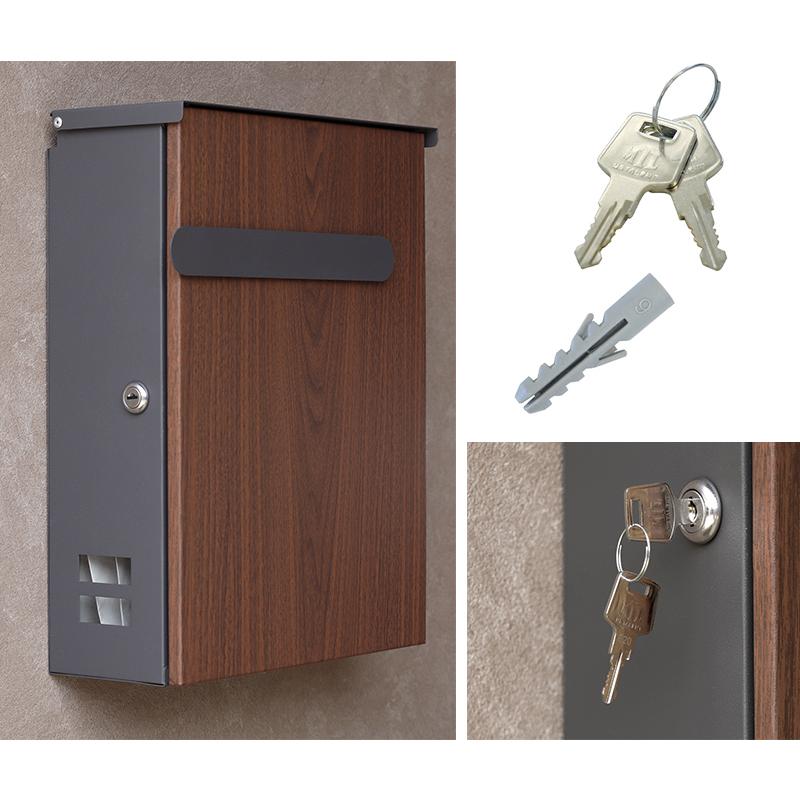 郵便ポスト 約幅30cm ナチュラル 鍵 ポスト 壁掛けポスト おしゃれ