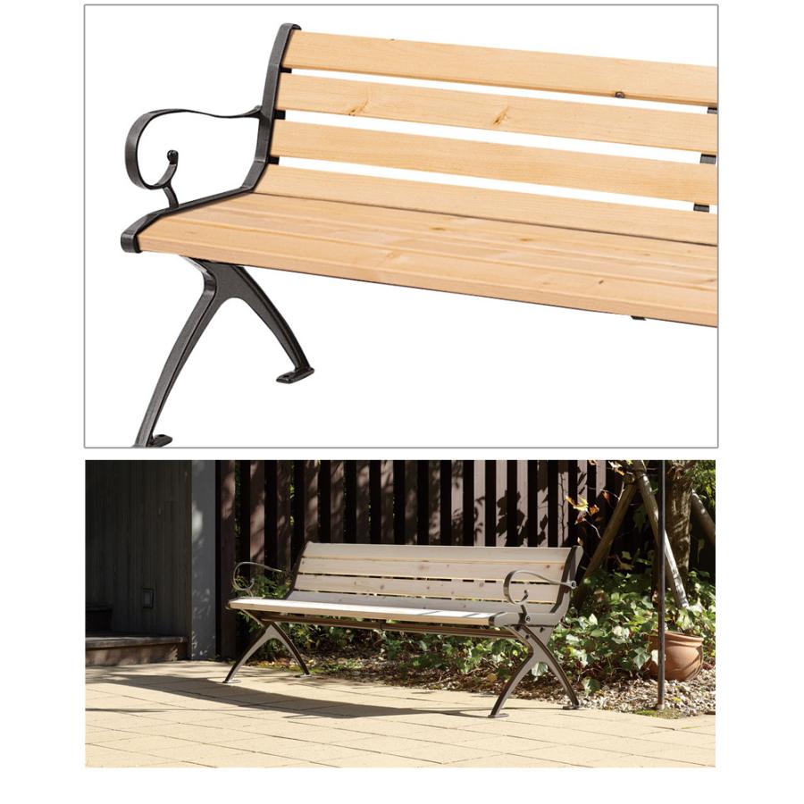 ベンチ ひのき材 背付ベンチ 約2m 約 幅180cm 大型 3人掛け 椅子 公園