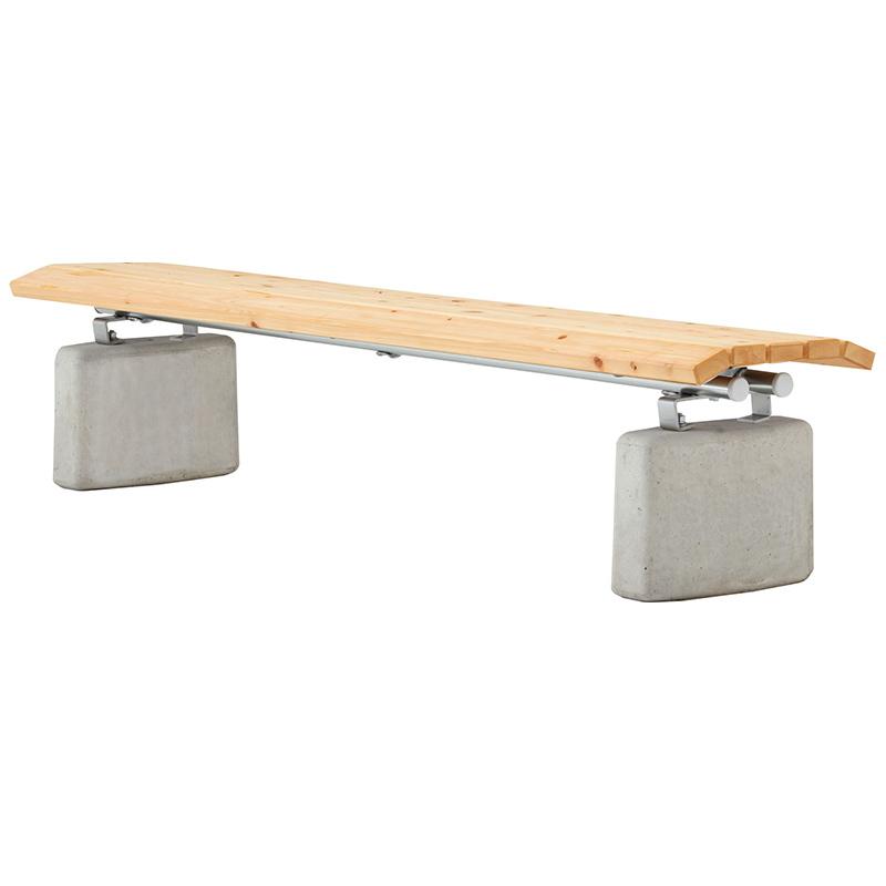 ひのき材 コンクリート脚 背無ベンチ 約幅180cm 3人掛け 公園 ベンチ