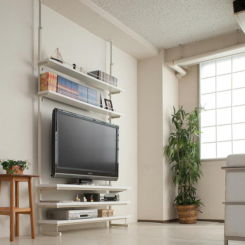 突っ張り 薄型 テレビボード 幅119.5cm テレビ台 壁面 収納 スリム