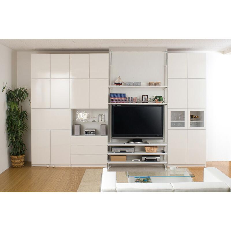 突っ張り 薄型 テレビボード 幅119.5cm テレビ台 壁面 収納 スリム