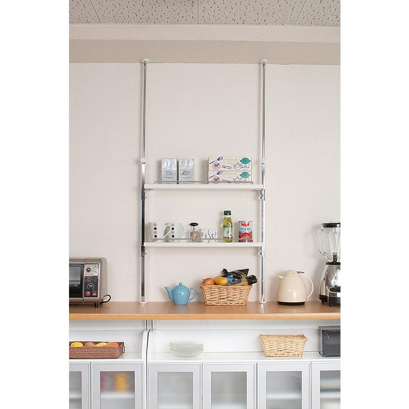 つっぱりカウンター上ラック 2段 65.5cm幅 突っ張り棚 スリム 調味料棚 ANS1002927本棚&amp;テレビ台&amp;安心安全の家具ドキ