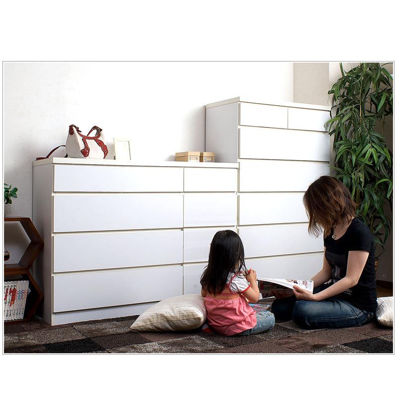 チェスト 120 ロー 白 洋服タンス 天然木 おしゃれ シンプル 引出