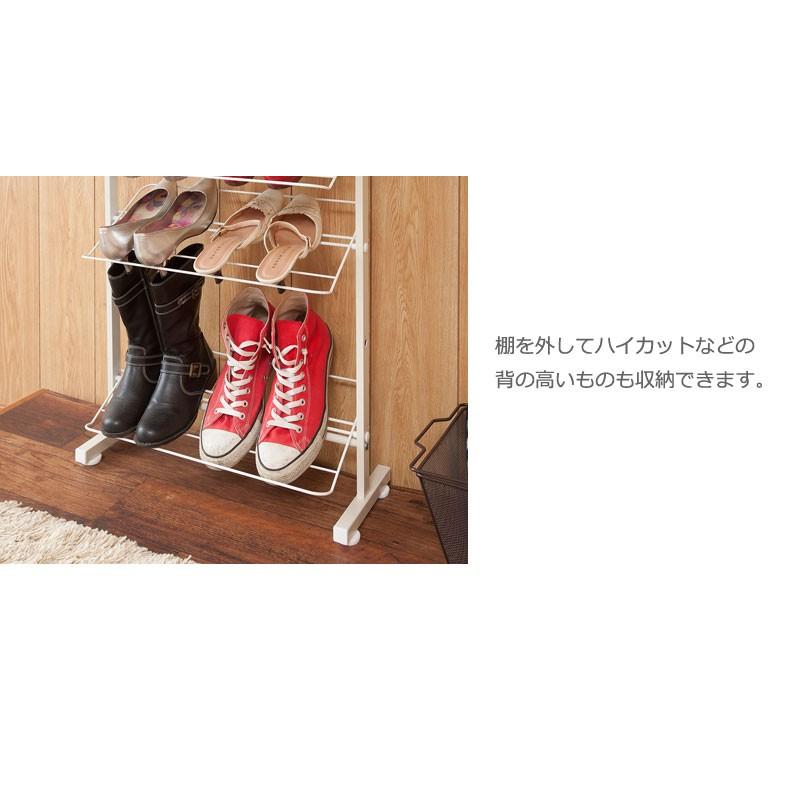 突っ張り棒　シューズラック 幅53cm 下駄箱 玄関 靴収納 靴棚 シューズラック 幅53cm 日本製 天井突っ張り スリム 下駄箱 縦長