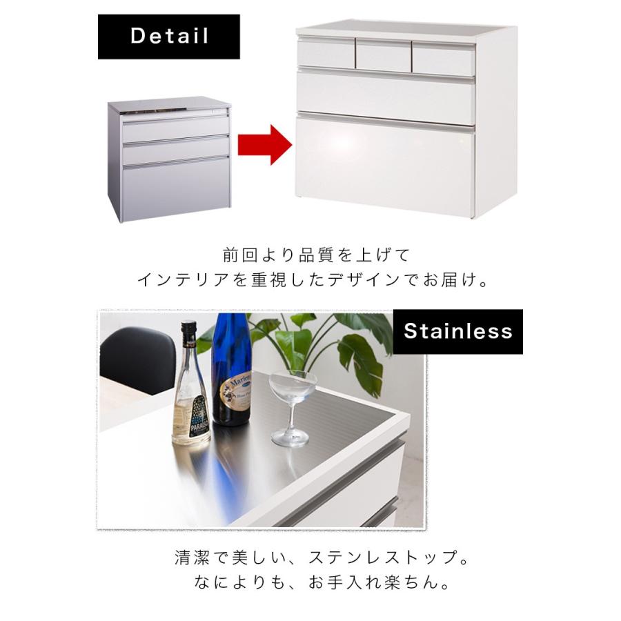 キッチンカウンター ステンレス天板 幅110 上段引出3杯タイプ 鏡面