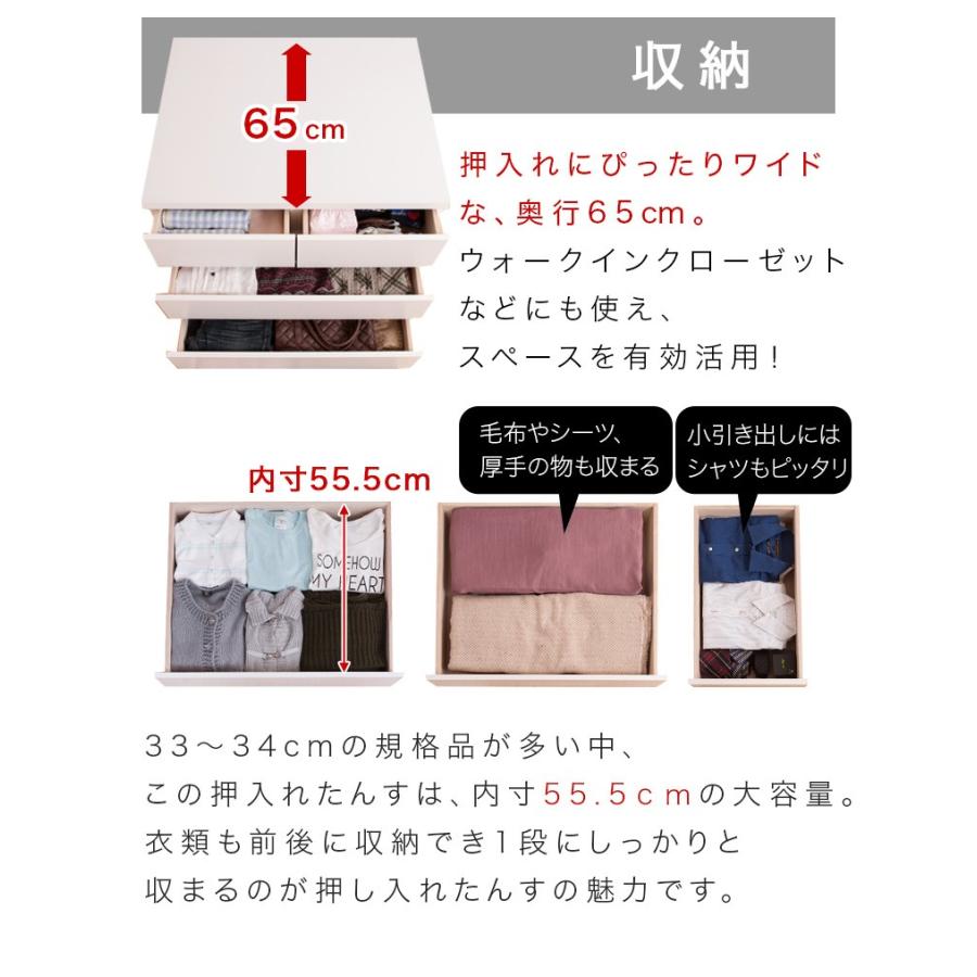 チェスト タンス 衣類収納 押入れタンス 3段 幅75 奥行65 日本製 完成