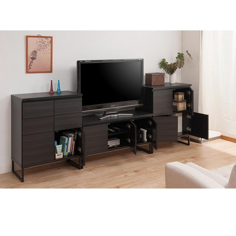 キャビネット 収納 ブラック 幅71cm 完成品 日本製 北欧モダン