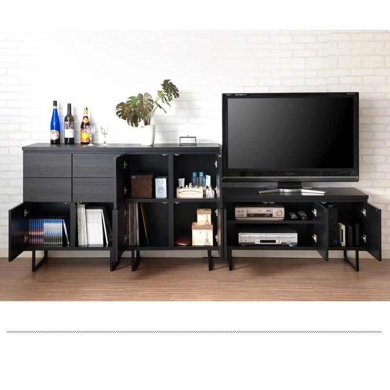 M リビングボード 北欧 スタイリッシュ キャビネット キャビネット 収納 ブラック 幅71cm 完成品 日本製 北欧モダン