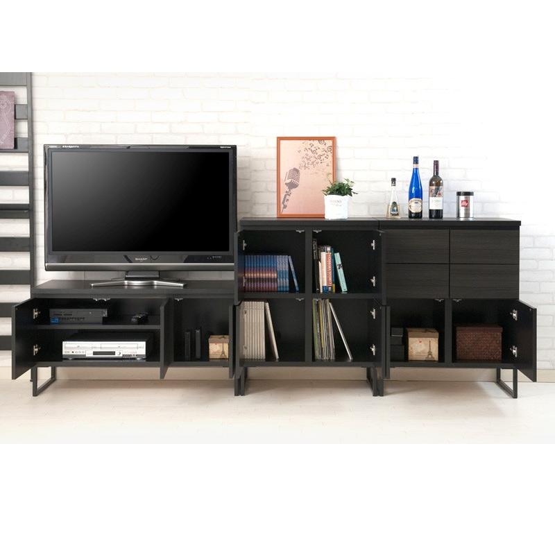 キャビネット 収納 ブラック 幅71cm 完成品 日本製 北欧モダン