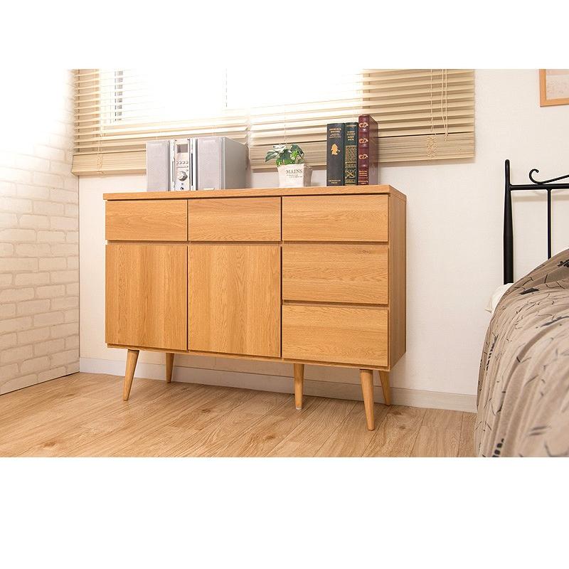 キャビネット 幅110cm 完成品 ホワイト ナチュラル 引き出し