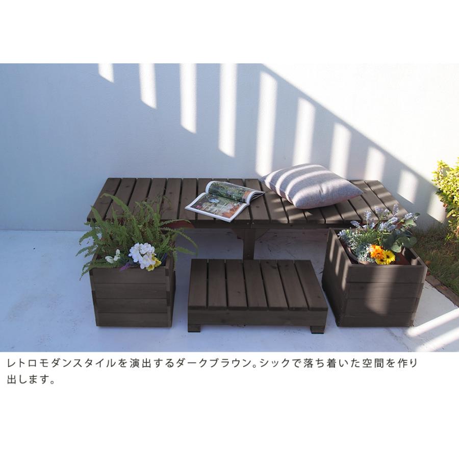 ユニット縁台ベンチ hiyori ひより プランターセット 幅174 奥行55 DE-17455PLST ウッドデッキ 簡単組立 縁側 DIY 木製 天然木 庭 bakugai202602の画像