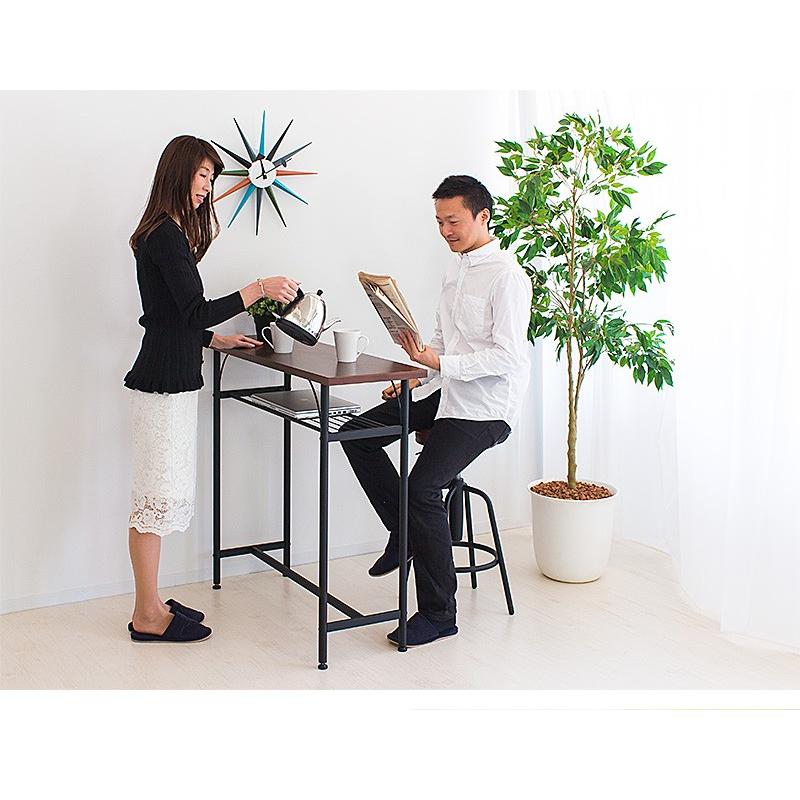 カウンターテーブル 幅100 奥35 高90 スチール 木製 バーテーブル