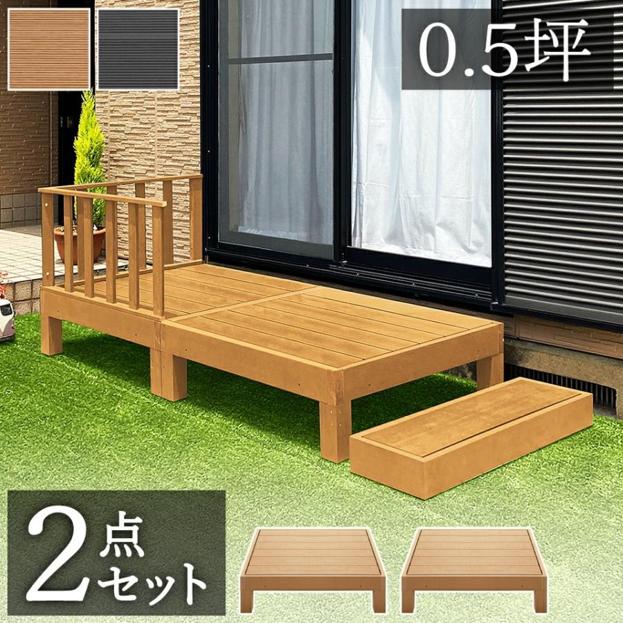 縁台 2点セット 0.5坪 人工木材 ロータイプ 樹脂 屋外 丈夫 デッキ