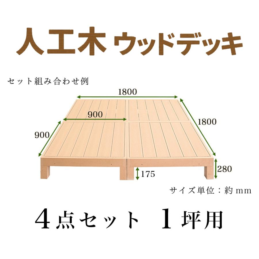 縁台 4点セット 1坪 人工木材 ロータイプ 樹脂 屋外 丈夫 デッキ 北欧 