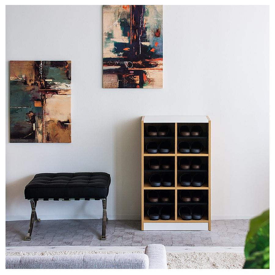 スリッパラック 靴箱 靴ばこ スリッパ 上履き 外履き 幅55 大容量 12足