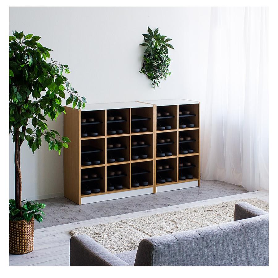 スリッパラック 幅82 大容量 18足 9足 コンパクト 棚付き 3段 6マス 3