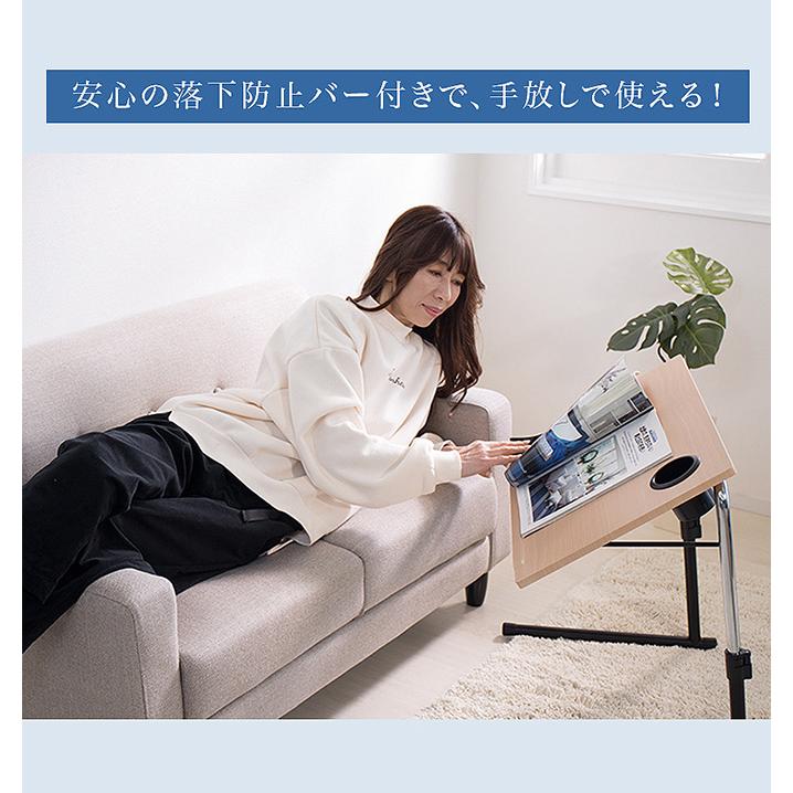 サイドテーブル 幅60 軽量 ドリンクホルダー付き 完成品 折りたたみ