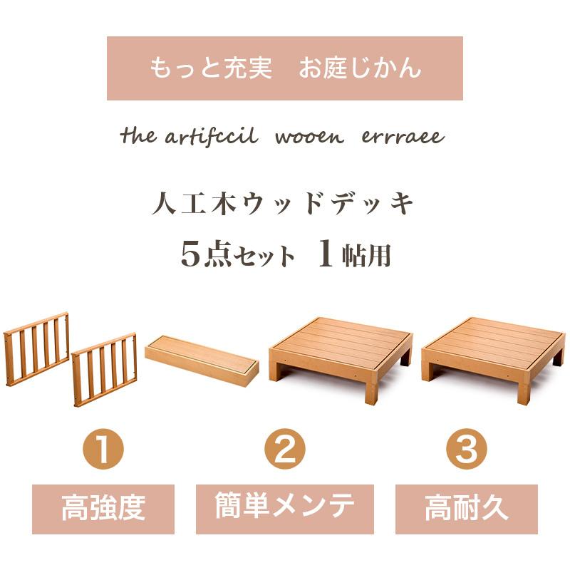 ウッドデッキ 5点セット 1帖 0.5坪 人工木材 ロータイプ テラス 踏み台 