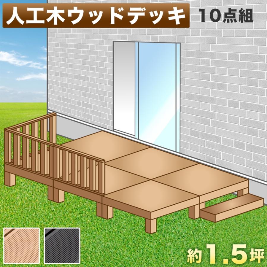 ウッドデッキ 10点セット 3帖 1.5坪 人工木材 ロータイプ テラス ウッドデッキ 10点セット 3帖 1.5坪 人工木材 ロータイプ テラス