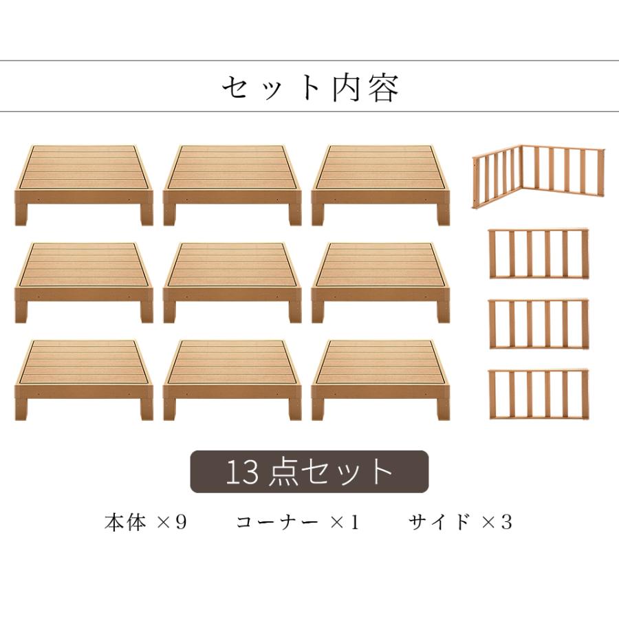 ウッドデッキ 13点セット 4.5帖 2.25坪 人工木材 ロータイプ