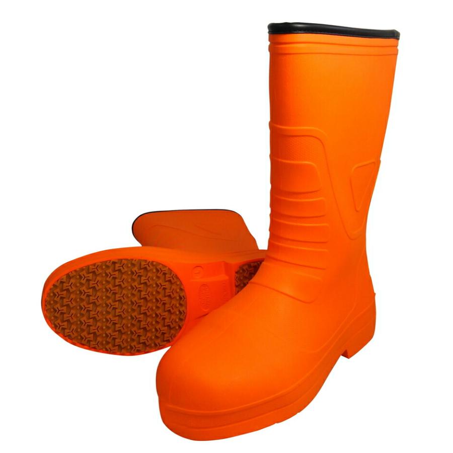 柔らかいEVA安全ラバーブーツ オレンジ 水害 豪雨 線状降水帯 線上降水